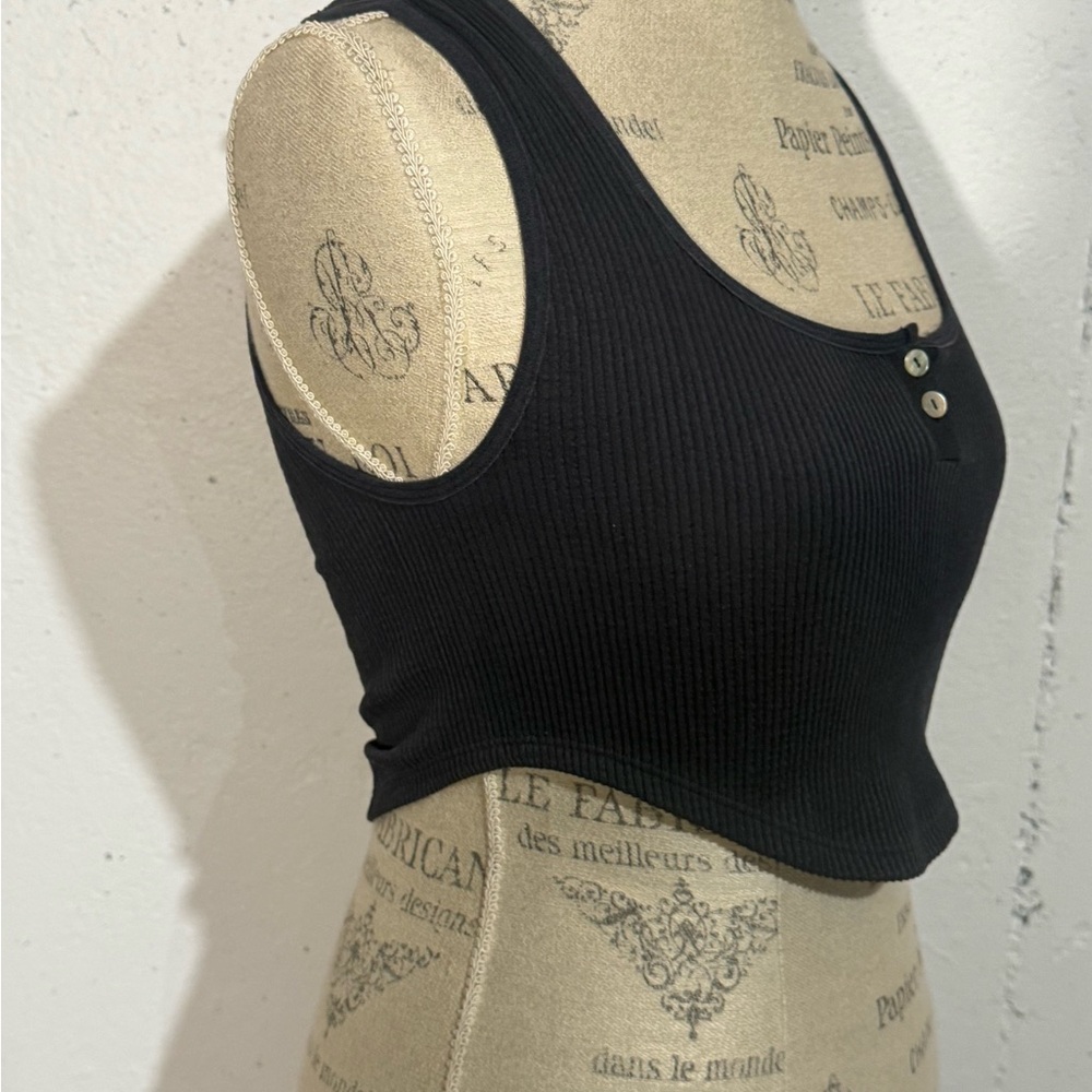 Anthropologie Black Sleeveless Crop Top